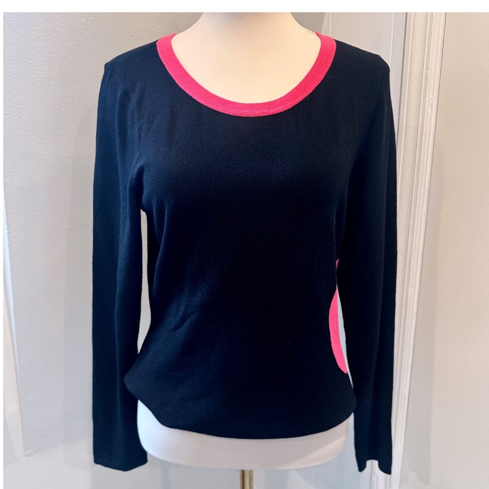 INC International Black Pink Sweater Contrast Trim  | Size XL (Runs Small) NWT